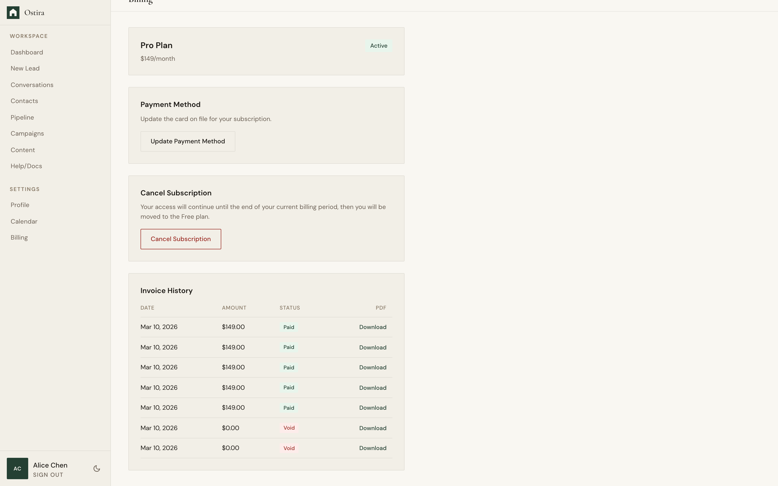 Desktop screenshot for Fix Billing and Payment Failures: Open Billing and review current status.