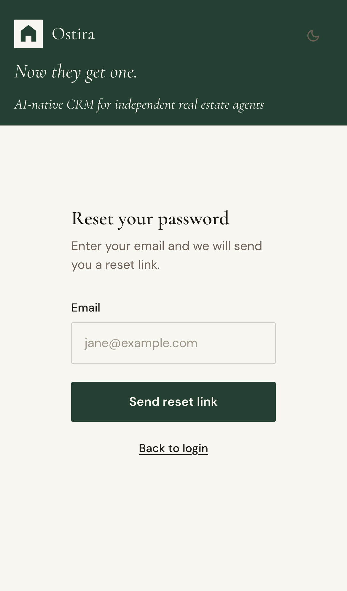 Mobile screenshot for Reset Password and Login Recovery: Open Reset Password and request a new link.