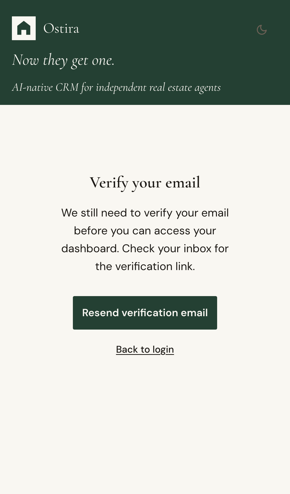 Mobile screenshot for Verify Your Email: Open your verification email from Ostira.