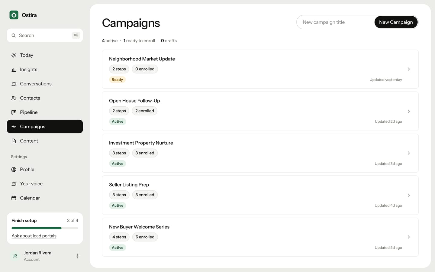 The Campaigns page