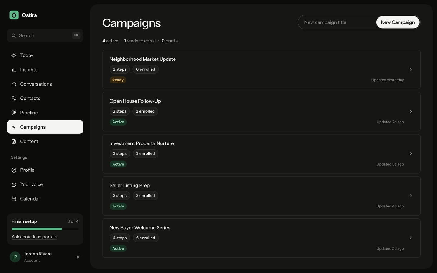 The Campaigns page